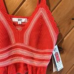 NWT Madden NYC red pink crochet knit crop tank top Size L Photo 6