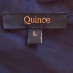 Quince 100% Organic Cotton Short Sleeve Button Up Top in Navy Sz L Photo 6