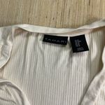Tahari Women Cream Ivory Long Sleeve Button Up Ribbed Scalloped Blouse Medium Photo 5
