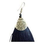 Long Funky Tassel Chandelier Silver Dangle Party Earrings Navy Fringe Fish hook Blue Photo 4