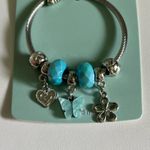 Mint Stainless Steel Silver Charm Bracelet with Turquoise Beads Blue Photo 2