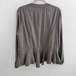 BCBGeneration  Open Jacket Front Peplum LARGE Gray Long Sleeves Ruffled Hem NWOT Photo 9