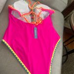 Popvil Women OnePiece Swimsuit Deep V Neck Neon Cute Bathing Suit Back Tie Swim Suits Photo 8