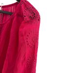 Ecru Pink Eyelet Embroidered Long Sleeve Blouse Size Small New Photo 1