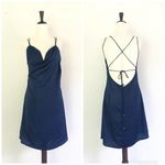 The Jetset Diaries  Navy Mini Satin Slip Dress Open‎ Back Spaghetti Strap Medium Photo 1