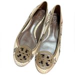 Tory Burch Louisa Python Brown Beige Black Snake Print Logo Ballet Flat Size 6.5 Photo 1