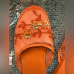 Y2K vintage NOS Chinese orange sequined souvenir slipper slides, size 11/12 Photo 1