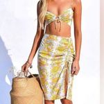 Her Pony the Label Bambi High Waist Ruched MIidi Skirt NWT Size Medium Yellow Photo 0