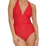 Tommy Hilfiger Red Ruched Halter Tummy-Control One-Piece Swimsuit Size 6 NWT Photo 0