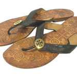 Tory Burch  Thora Flat Flip Flop Thong Sandals Black Brown Leather Size 9 Photo 0