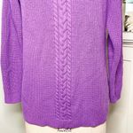 Talbots  Wool Cable Knit Mock Neck Sweater Purple Orchid Medium Photo 3