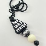 Keychain purse charm Beaded Keychain For Women, Silicone bead Bad Witch Energy Black Photo 2