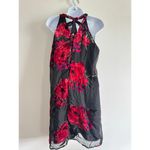 As You Wish As U Wish Black Red Rose Velvet Burnout Halter Dress M Romantic Party Goth Photo 1
