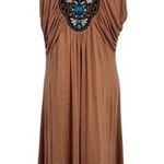 Boston Proper Boston Proper Western Boho Beaded Festival T-shirt Dress Brown Size Small Photo 0