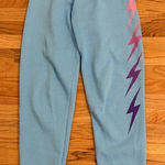 Aviator Nation  Light Blue Lightning Bolt Sweatpants Photo 0