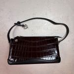 Brighton Croc Embossed Leather Shoulder Bag Dark Brown Zip Top Small D006315 Photo 1