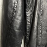 EXPRESS  Black Genuine Leather Zip Front Jacket Womens Small Y2K Minimal Moto Photo 4