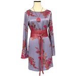Leith  Lavender Floral Satin Shift Dress Size Large, Purple Pink Floral Dress Photo 9
