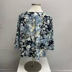 Avenue Blue Black Relaxed Ruffled V-Neck Tunic. Size 30/32 Photo 2