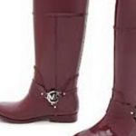 Michael Kors  Tall Knee High Shiny Maroon Rain Boots Logo Womens Size 6 Photo 1
