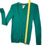 SO  Cardigan Sweater Womens Large Green V Neck Button Front Pockets Lightweight Photo 4