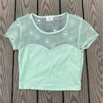 Urban Outfitters  size medium pale green mint lace floral top pins and needles Photo 0