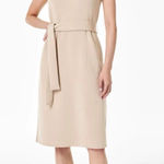 Spanx  Air Essentials Tank‎ Dress Large Tahini Scuba Knit Sleeveless Belted NWT Photo 0