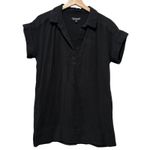 J. Crew Gauze Cotton Shirt Dress Sz M Petite Black Coastal Beach V Photo 1