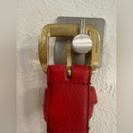 Talbots  red leather belt gold buckle, Size Small Photo 3