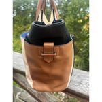 Reed Tote/Shoulder Color Block Faux Leather with small Organizer Bag Black Photo 2