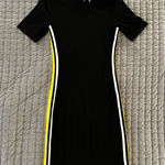H&M  black track dress with yellow and white stripes. EUC. Size small‎ Photo 0