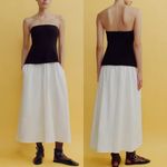 ZARA  Strapless Colorblock Midi Dress Minimalist Chic Black White Sz XL Photo 1