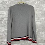 Tommy Hilfiger Gray Lace-Up Top with Red and Blue Accents Photo 1