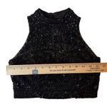 90s Evening Vintage Beaded Halter Crop Top XS 2 Black Sheer Backless Fairy Party Photo 0