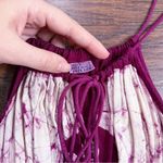 vintage • 70s batik dyed sundress smocked maroon white embroidered rayon boho Photo 5