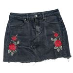 Kendall + Kylie Womens Floral Embroidered Raw Hem Denim Jean Skirt - Sz 26 ( S ) Photo 2
