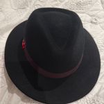 Elegant women Black Hat with Red Accent and brown ribbon casual elegant fedora Photo 4