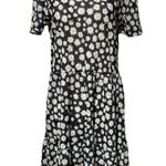 ZARA Daisy Printed Rib Tiered Hem Short Sleeve Dress Black White Size Medium Photo 0