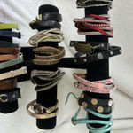 J268 Bulk Bundle of 19 Faux Leather & Leather Wrap Bracelets Gold Photo 1