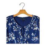 White House | Black Market WHBM Dress Women Large Blue Floral Print Tassel‎ Tie Neck Peasant Boho Mini Photo 4