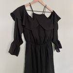 Daniel Rainn NWT Cold Shoulder Mini Dress Long Sleeve Ruffles Black Size Small Photo 4