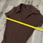 Princess Polly Divided cocoa brown collared short sleeve rib knit mini dress Photo 4