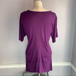 Full Tilt bright purple dolman sleeve deep V neck top with lace trim Photo 3