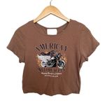 Homegirl Society Women's Cropped Top Motorcycle Graphic Tee Size XL Brown Photo 0