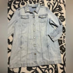 Susan Graver  Regular light blue denim long Jean jacket‎ women’s size XLP Photo 1