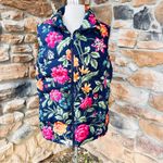 Lands' End  Floral Navy Down Vest Plus Size Women’s Size 18 Photo 4