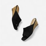 BOGO Mi.im Naomi Suede Cork Wedge Slip On Sandals in Black Size 6 Photo 1