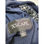 XScape Elegant Navy Blue Strapless Ruched Gown Embellished Waist Long Formal Evening Photo 1