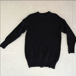 Women's Black Ripped Oversized Sweater Knitted Raw Trim Long Sleeve Photo 1