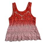 Bongo Plus Women's Pink Orange Ombre Cotton Crochet Lace Sheer Y2K Tank Top Photo 1